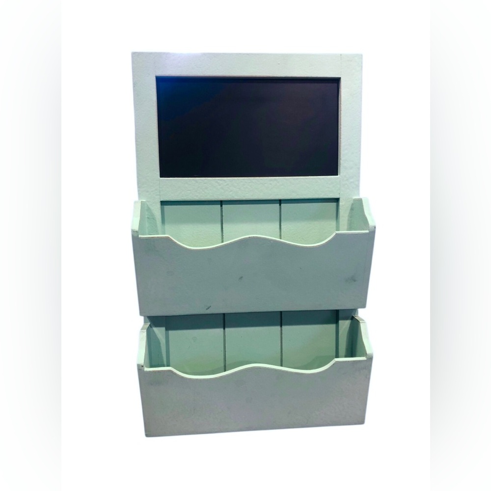 Sheffield Home Cottage Robbins Egg Blue Wall Chalkboard & Mail Hanging Organizer